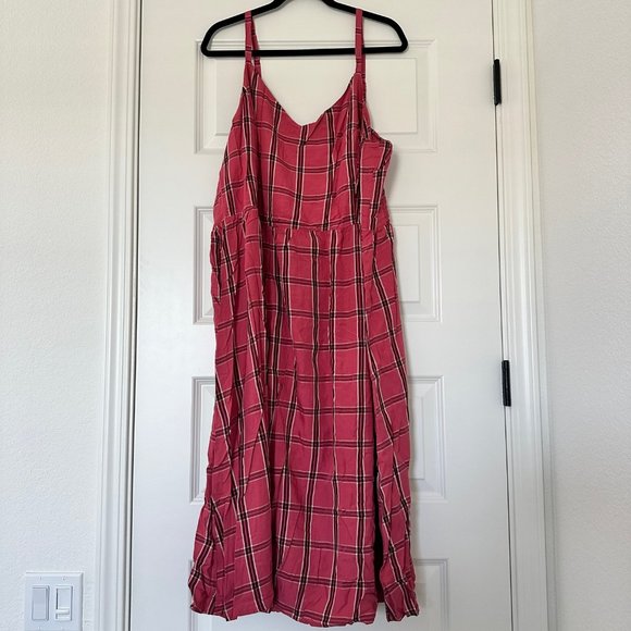 EUC Old Navy Pink Plaid Midi Dress (Size: XXL) - Picture 2 of 8